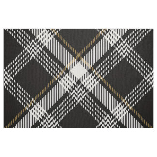 Retro Faded Black Sepia Plaid Fabric