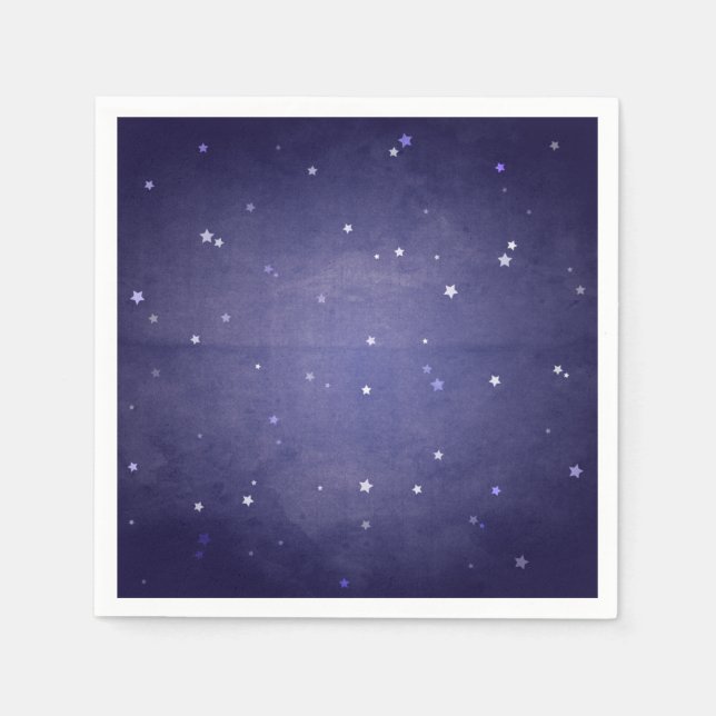 Retro Faded Blue and White Stars Party Paper Napkins (Front)
