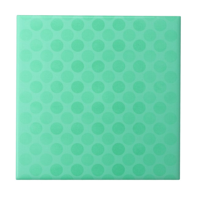Retro faded green circles pattern ceramic tile (Front)
