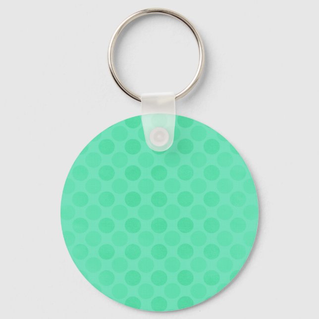 Retro faded green circles pattern keychain (Front)