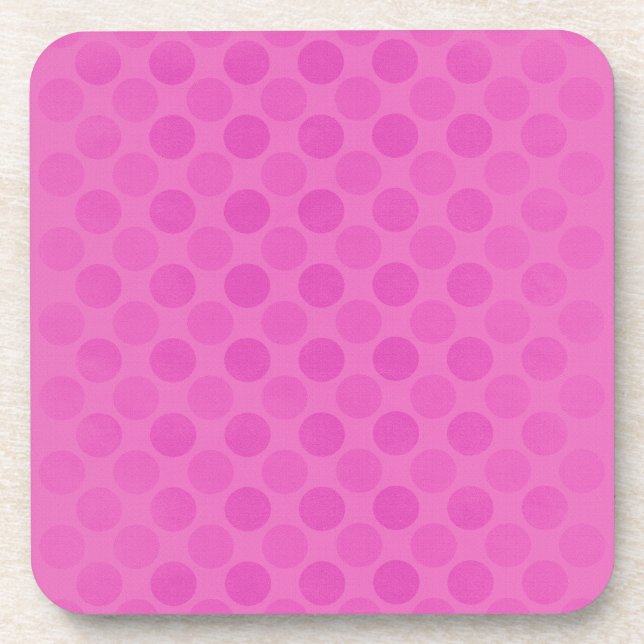 Retro faded pink circles pattern beverage coaster (Front)