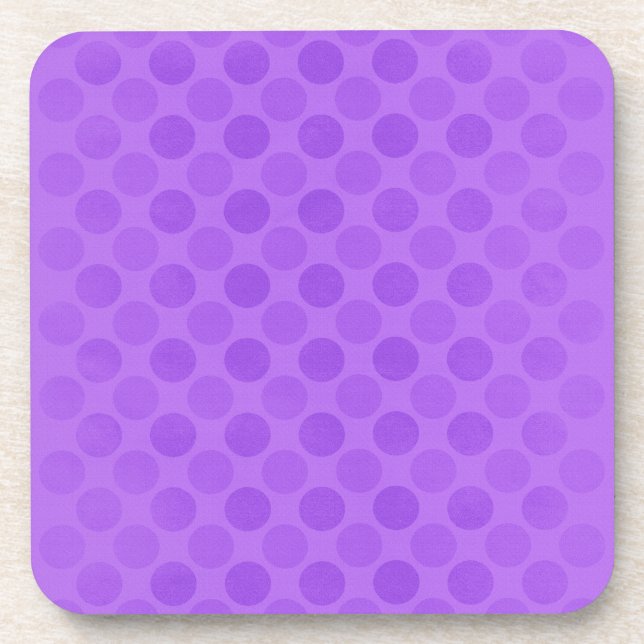 Retro faded purple circles pattern beverage coaster (Front)