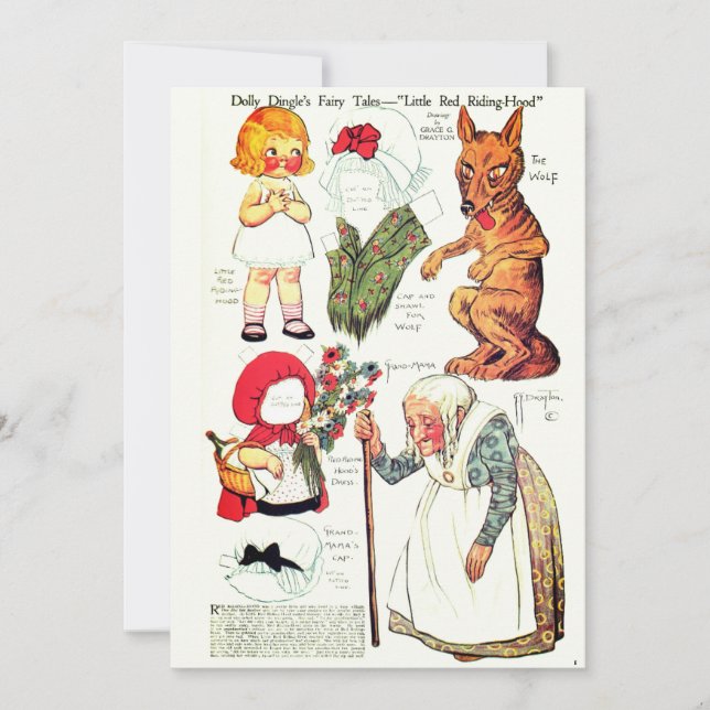 Retro Fairy Tale Halloween 🎃  Paper Dolls  Thank Thank You Card (Front)