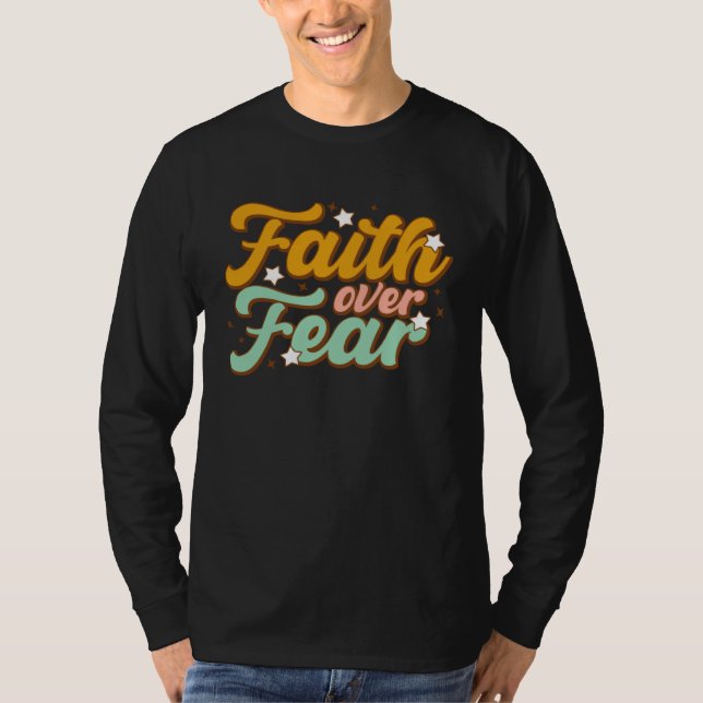 Retro Faith Over Fear Arrow Cute Inspirational Chr T-Shirt (Front)