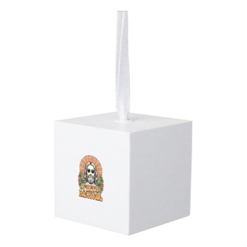 Retro Faith Revival Christian Engraving Vector Cube Ornament