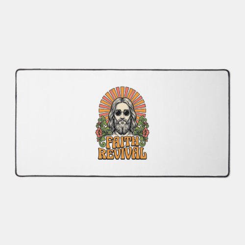 Retro Faith Revival Christian Engraving Vector Desk Mat