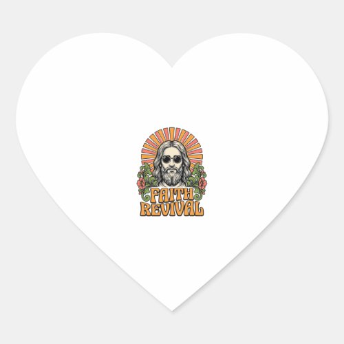 Retro Faith Revival Christian Engraving Vector Heart Sticker