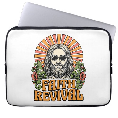 Retro Faith Revival Christian Engraving Vector Laptop Sleeve