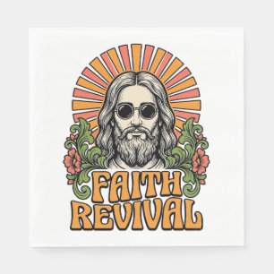 Retro Faith Revival Christian Engraving Vector Napkins