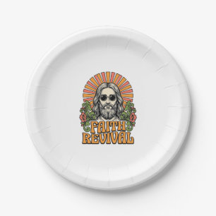 Retro Faith Revival Christian Engraving Vector Paper Plates
