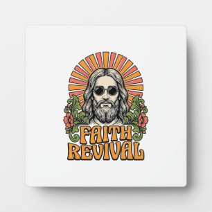 Retro Faith Revival Christian Engraving Vector Plaque