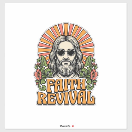 Retro Faith Revival Christian Engraving Vector Sticker