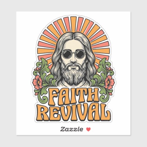 Retro Faith Revival Christian Engraving Vector Sticker
