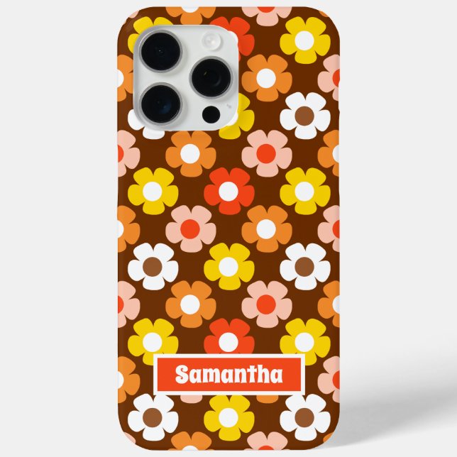 Retro Fall Autumn Flowers Pattern Brown Case-Mate iPhone Case (Back)