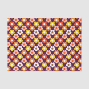 Retro Fall Autumn Flowers Pattern Purple Tissue Paper