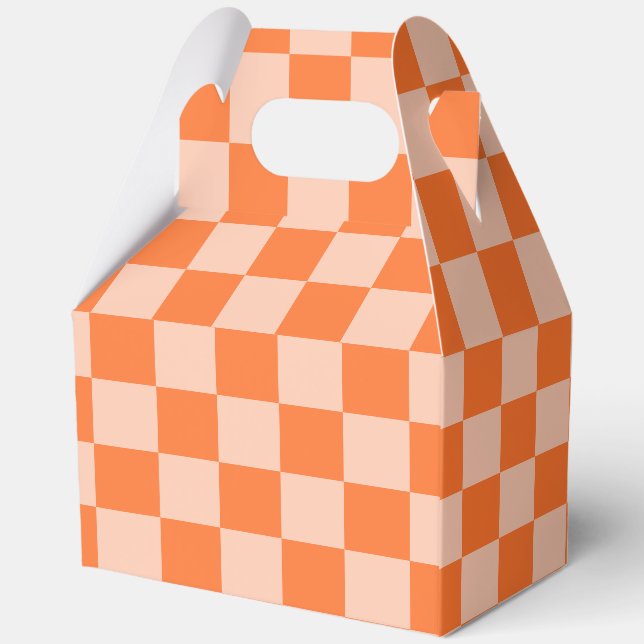Retro Fall Autumn Orange Tartan Plaid Favor Boxes (Back)