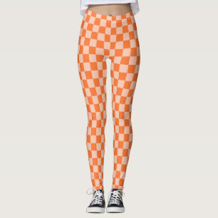 Retro Fall Autumn Orange Tartan Plaid  Leggings