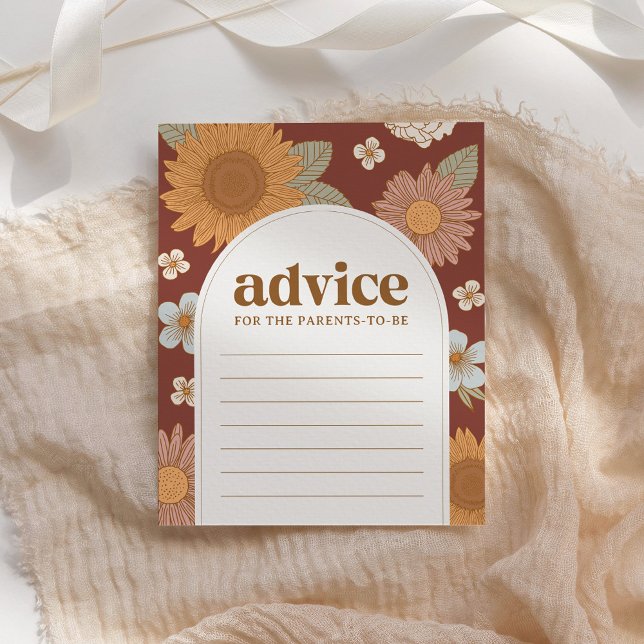 Retro Fall Floral Baby Shower Advice Card (Creator Uploaded)