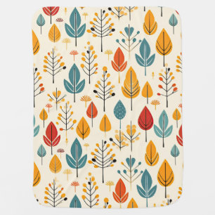 Retro Fall Leaves Autumn Leaves Pattern Baby Blanket