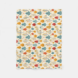 Retro Fall Leaves Autumn Leaves Pattern Fleece Blanket