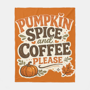 Retro Fall Pumpkin Spice and Coffee Please Fleece Blanket