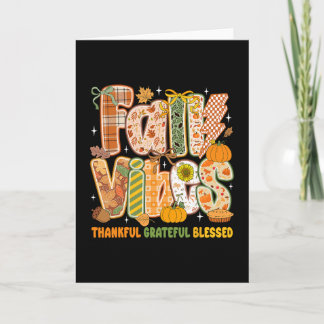 Retro Fall Vibes Thankful Grateful Blessed Autumn Card