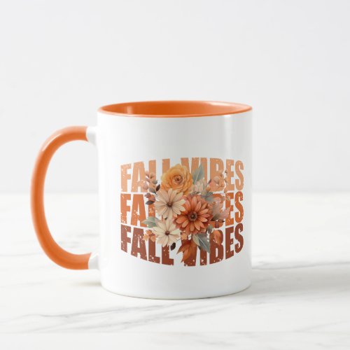 Retro Fall vibes watercolor wildflowers leaves Mug