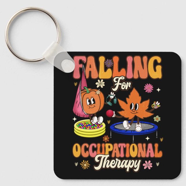 Retro Falling For Occupational Therapy OT OTA Autu Keychain (Front)