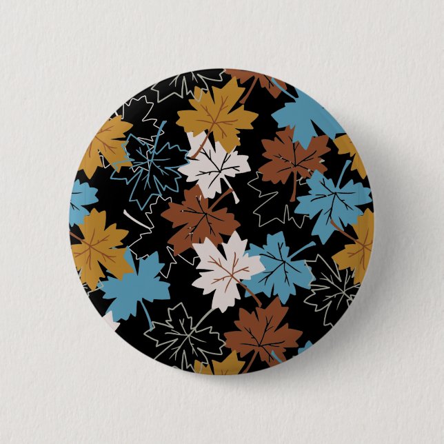 Retro Falling Maple Leaves Autumn Pattern B Button (Front)