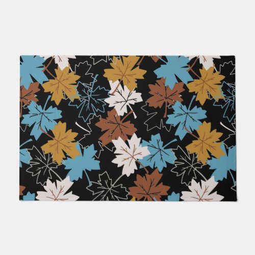 Retro Falling Maple Leaves Autumn Pattern B Doormat