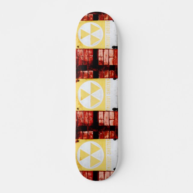 Retro Fallout Shelter Urban Grunge Skateboard Deck (Front)