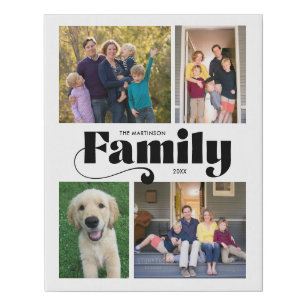 Retro Family 4 Photo Collage Faux Canvas Print