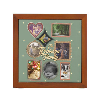 Retro Family 8 Photo Collage CUSTOM Desk Organizer