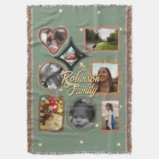 Retro Family 8 Photo Collage CUSTOM Throw Blanket