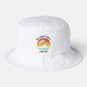 Retro Family Beach Trip Palm Trees Custom Bucket Hat
