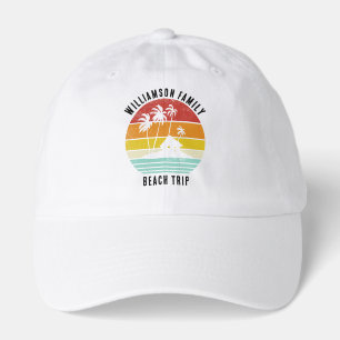 Retro Family Beach Trip Palm Trees Custom Hat