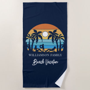 Retro Family Beach Vacation Matching Towel