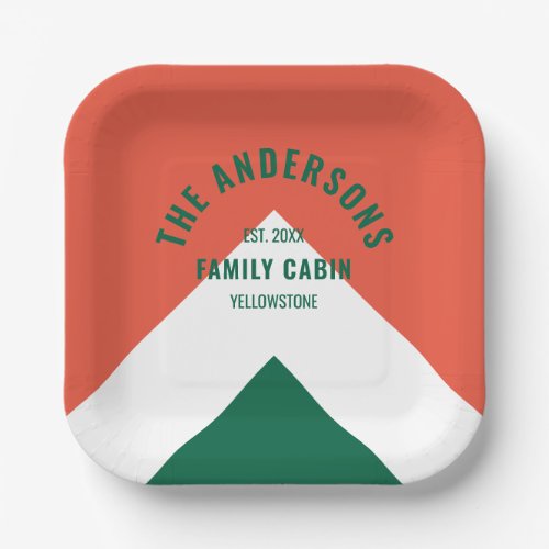 Retro Family Cabin Personalized Name Red Green