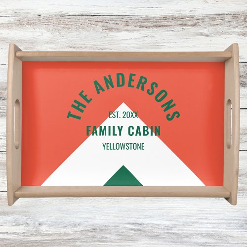 Retro Family Cabin Personalized Name Red Green 