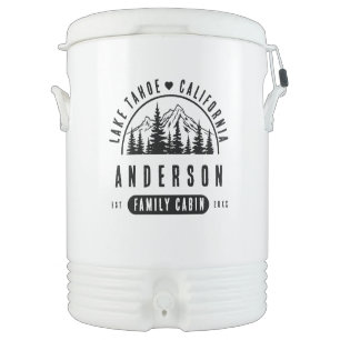 Retro Family Cabin Vintage Mountain Lodge Beverage Cooler