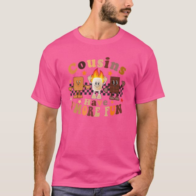 Retro Family Camping For Kids Cousins Have S'more  T-Shirt (Front)