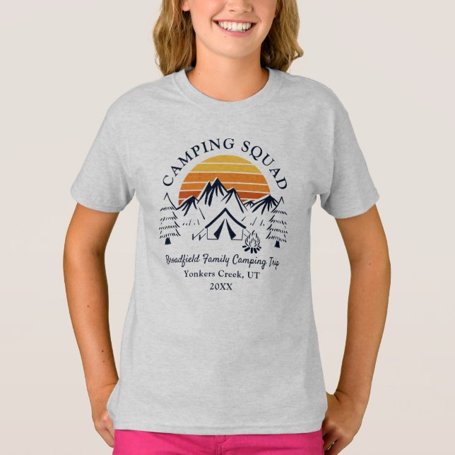Retro Family Camping Squad Custom Daughter T-Shirt (Front)