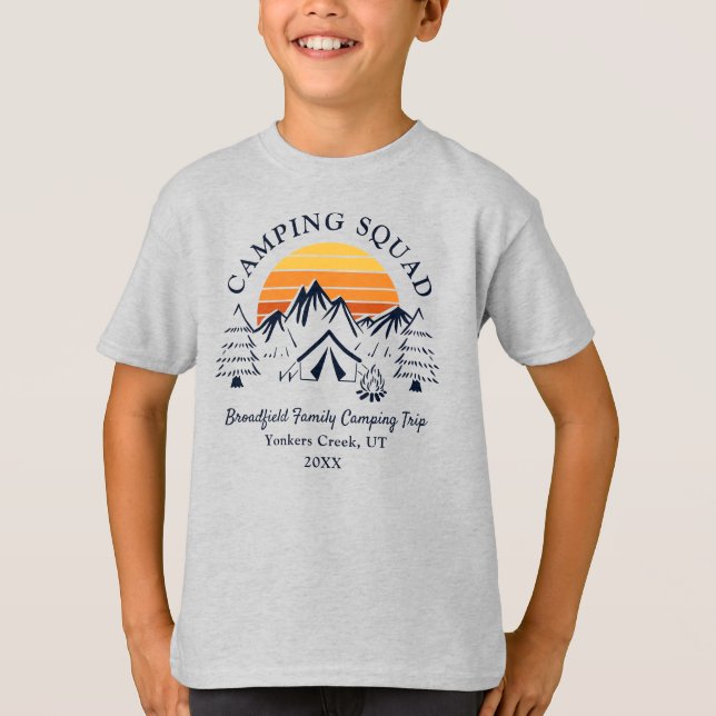 Retro Family Camping Squad Custom Grandson T-Shirt (Front)