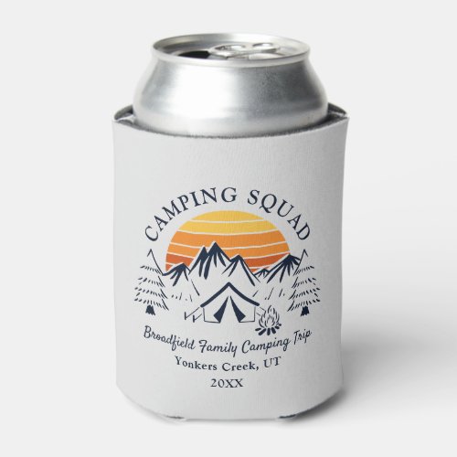 Retro Family Camping Squad Matching Campers Can Cooler