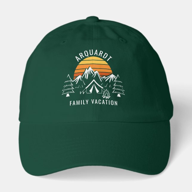 Retro Family Camping Vacation Custom Hat (Front)