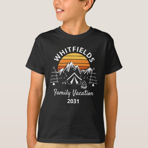 Retro Family Camping Vacation Custom Name T_Shirt