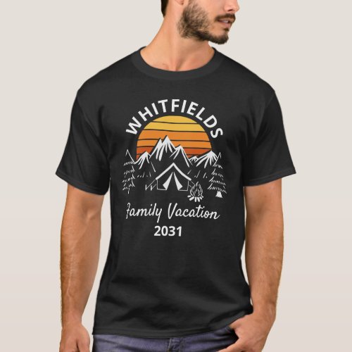 Retro Family Camping Vacation Custom Name T_Shirt