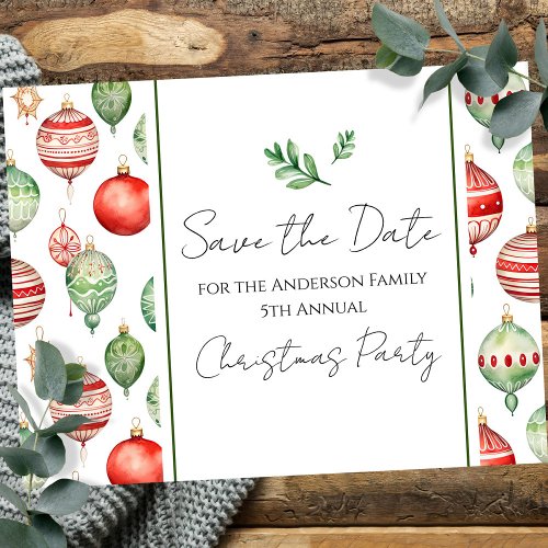 Retro Family Christmas Party Save the Date Tree Postcard