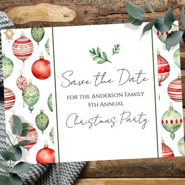 Retro Family Christmas Party Save the Date Tree Postcard (Creator Uploaded)