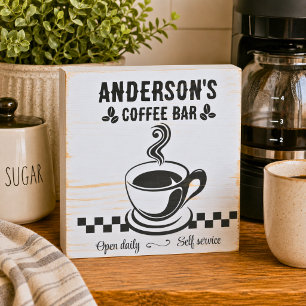 Retro Family Coffee Bar Wooden Box Sign